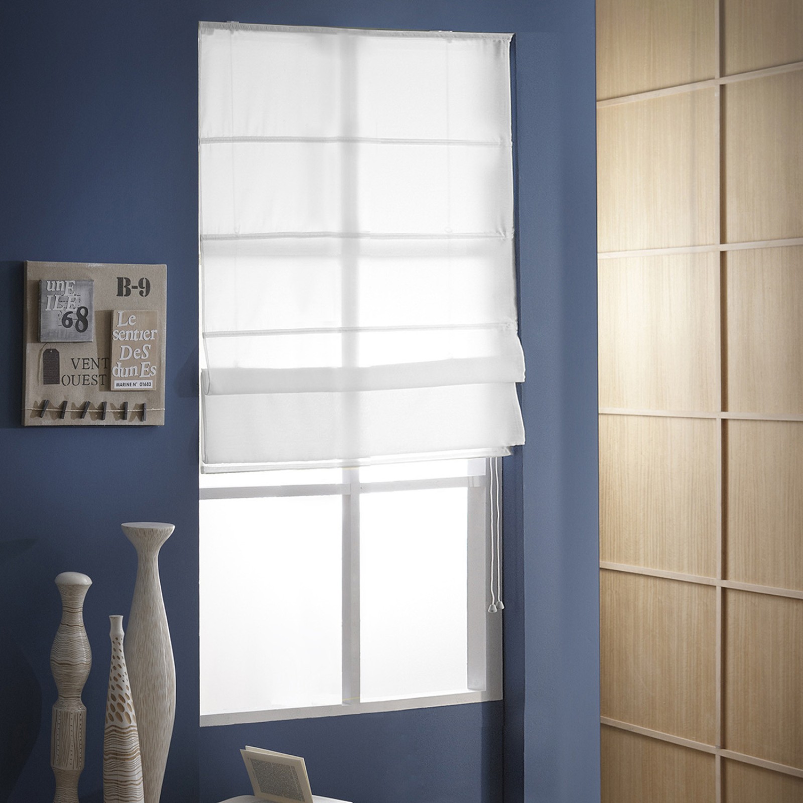 Store bateau voile Blanc perle