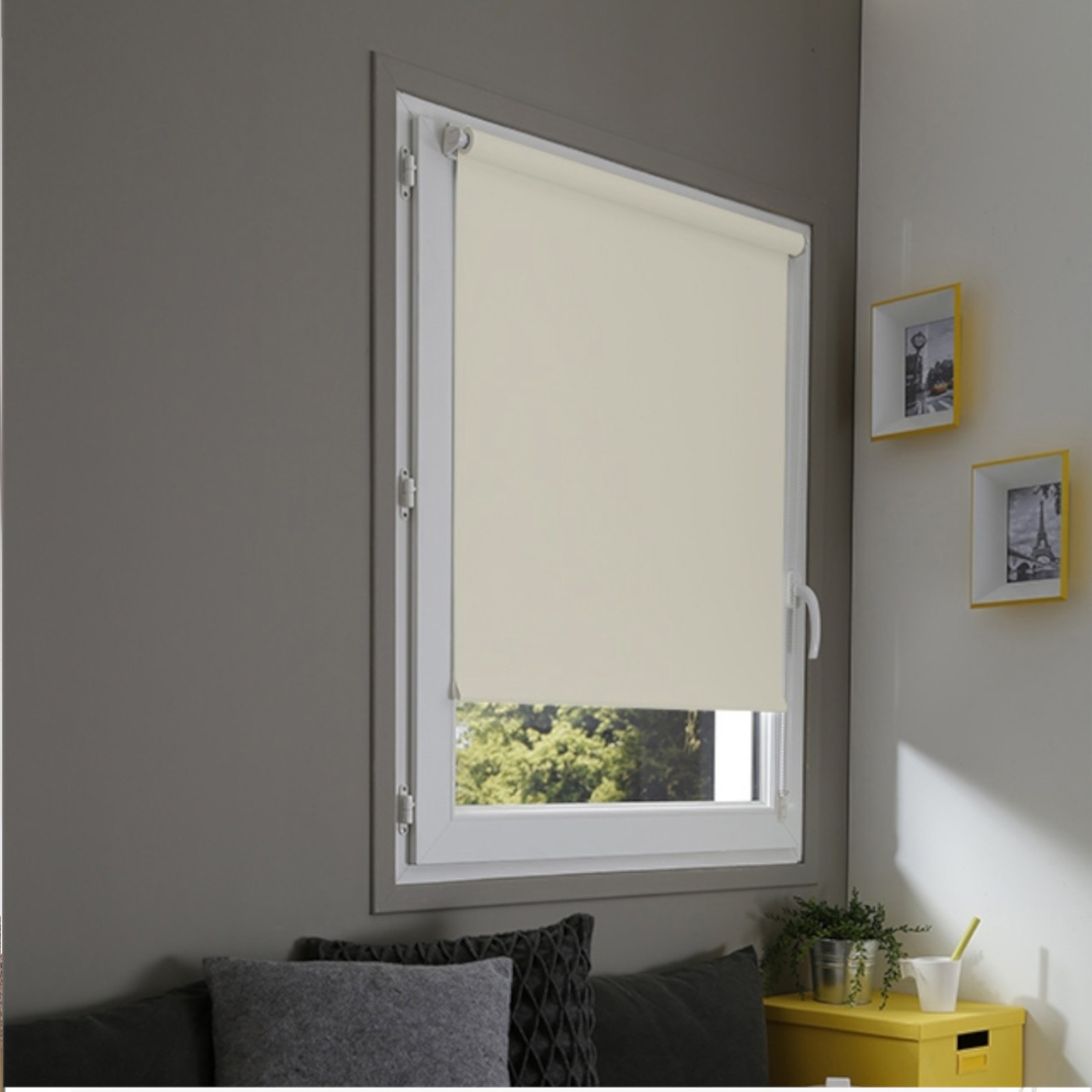 Store enrouleur occultant sans percer - Beige