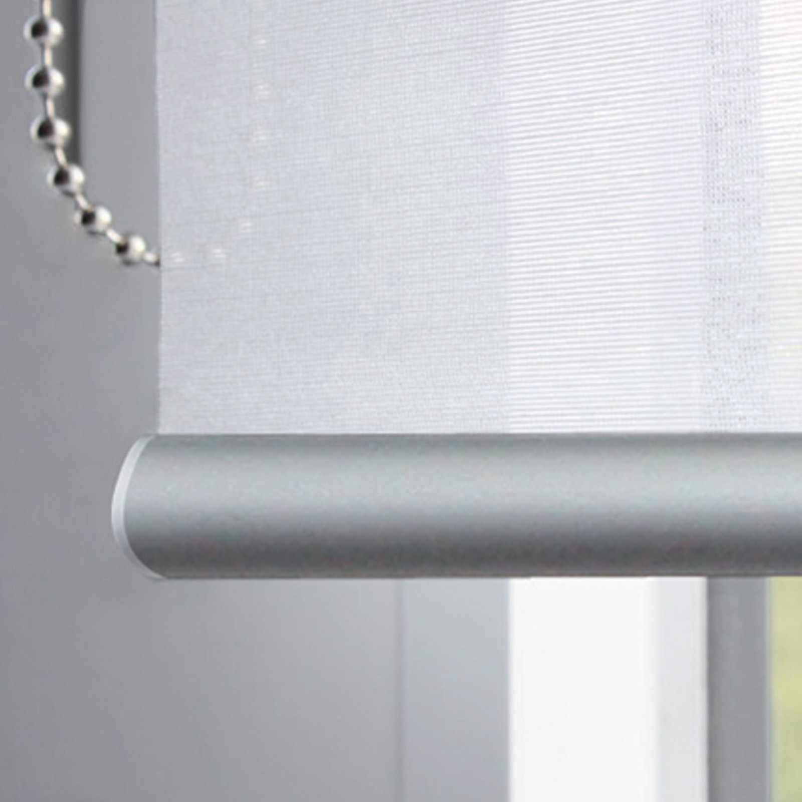 Store enrouleur voile tissu mesh - gamme Must - Blanc perle
