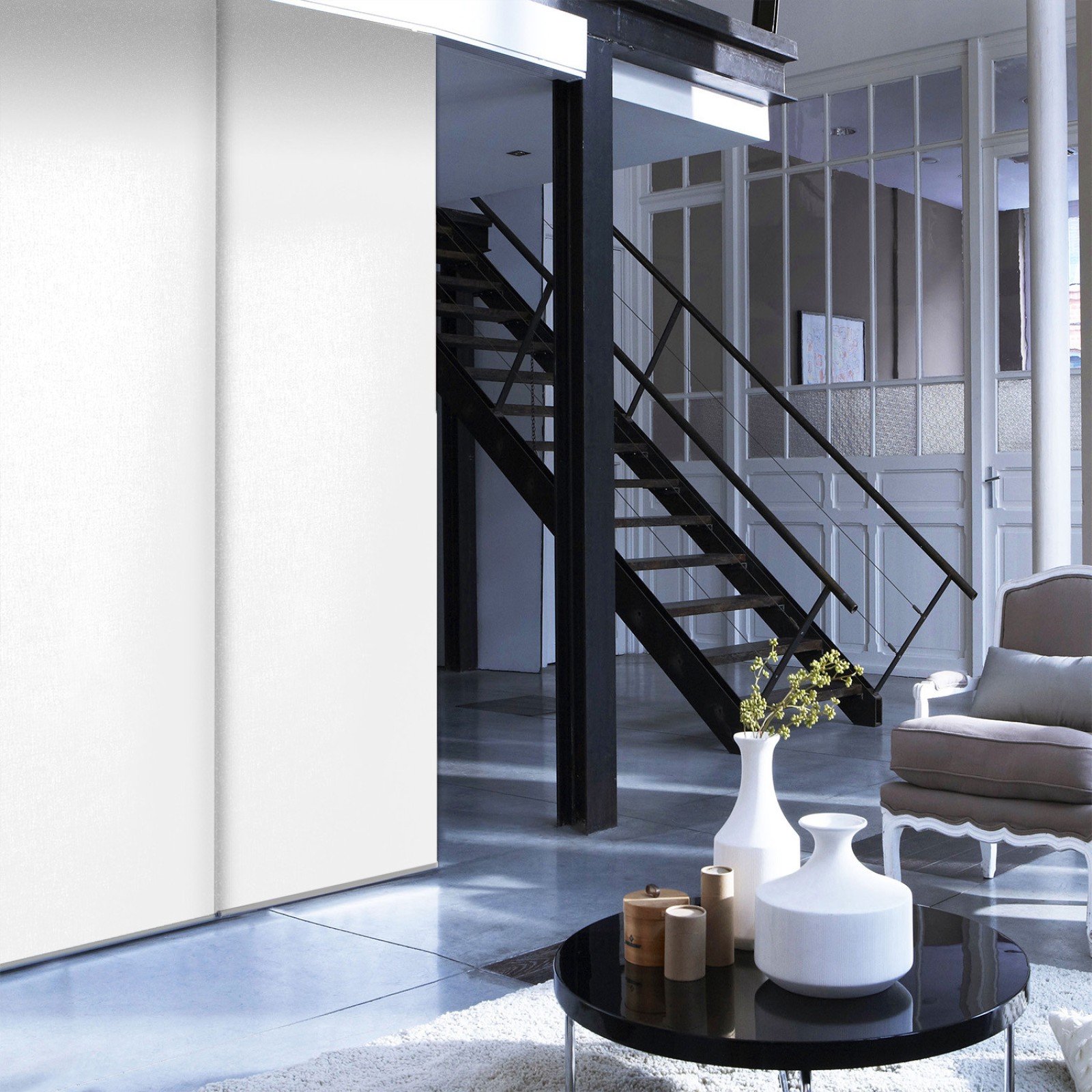 Panneaux japonais uni tout inclus avec rail H250cm | madeco.fr