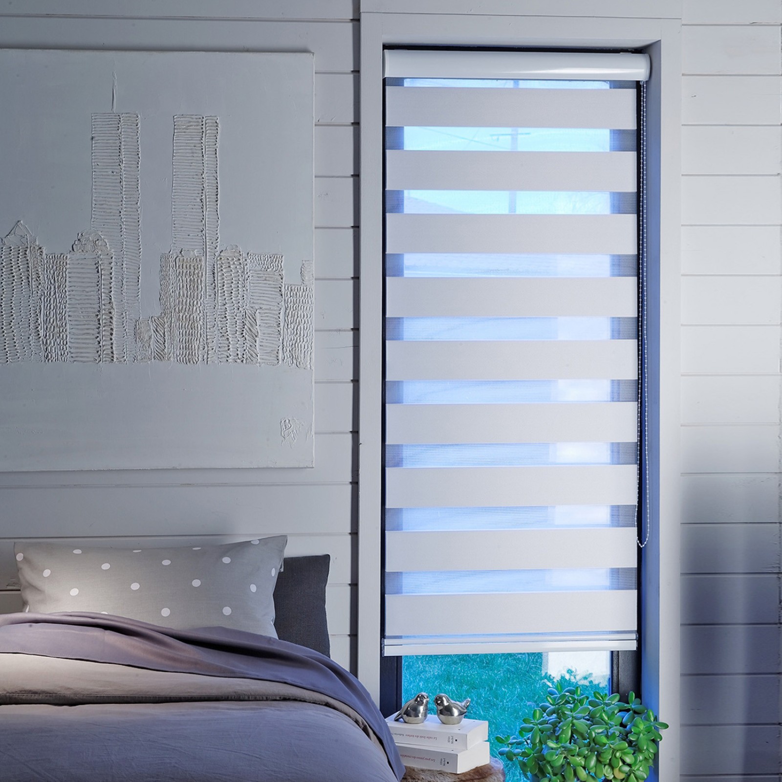Store enrouleur Jour Nuit Semi-coffre Blanc | madeco.fr
