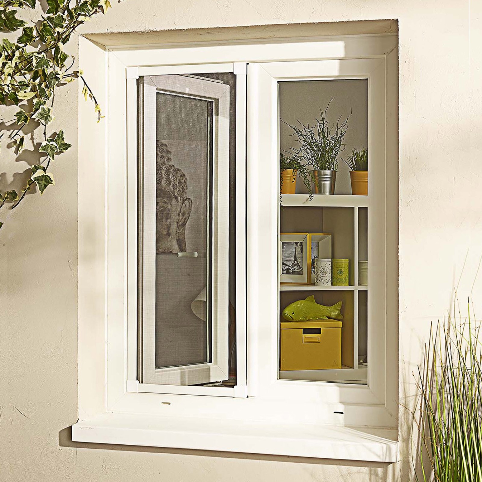 Moustiquaire fixe alu blanc sans perçage tout inclus | Protecta