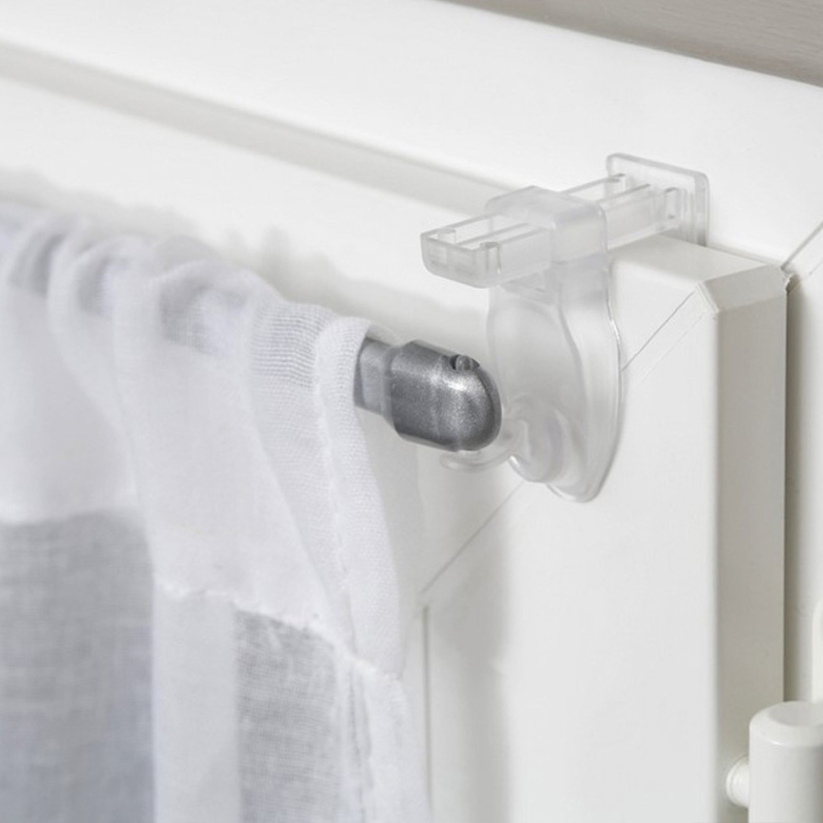 Lot de supports à serrer transparents pour tringle à rideau et vitrage