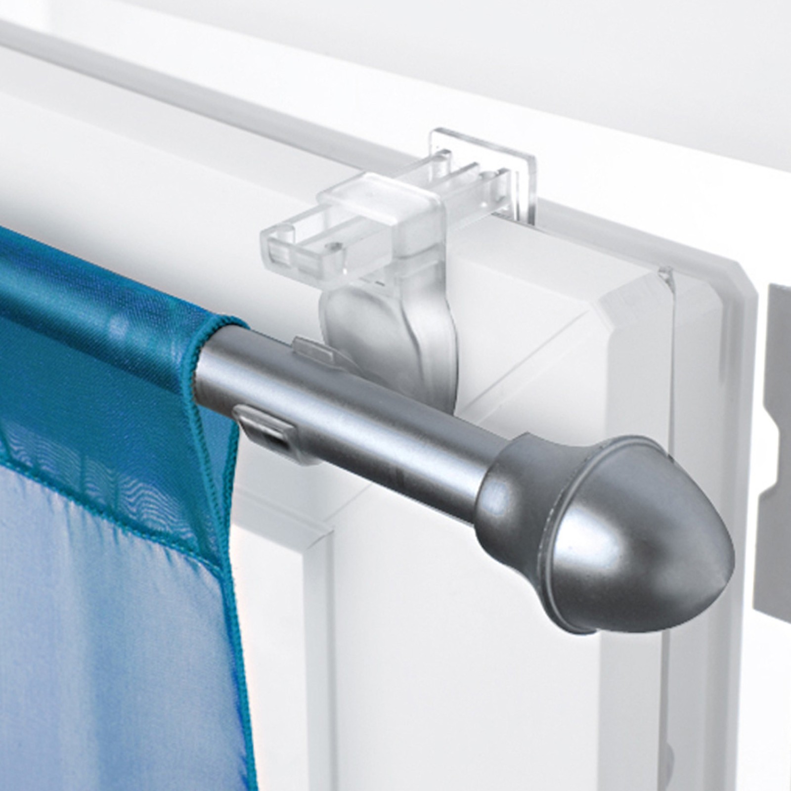 Lot de supports à serrer transparents pour tringle à rideau et vitrage