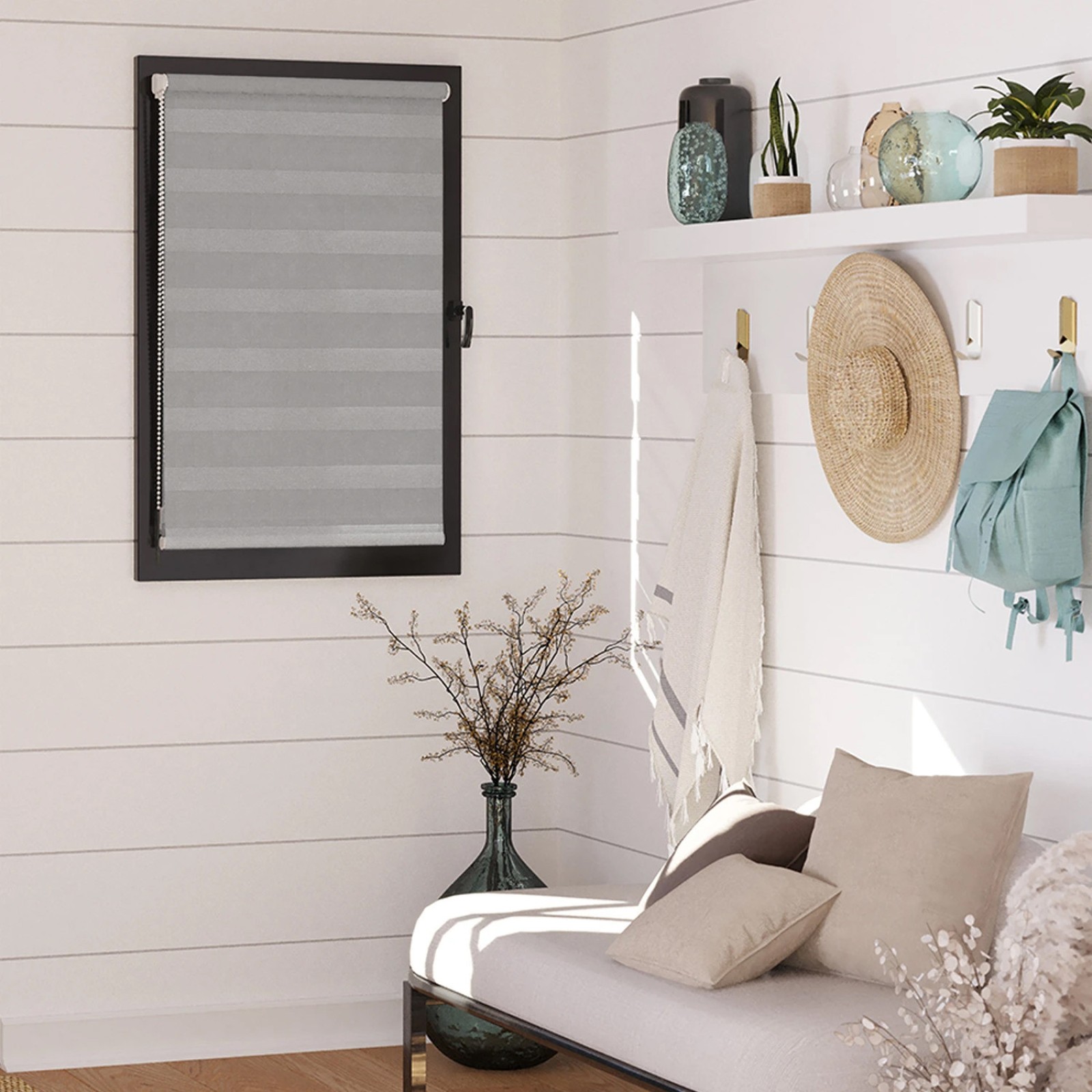 Lot de 2 stores jour nuit avec rail sans perçage h250cm