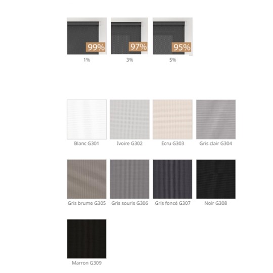 Échantillons tissu pour store enrouleur screen