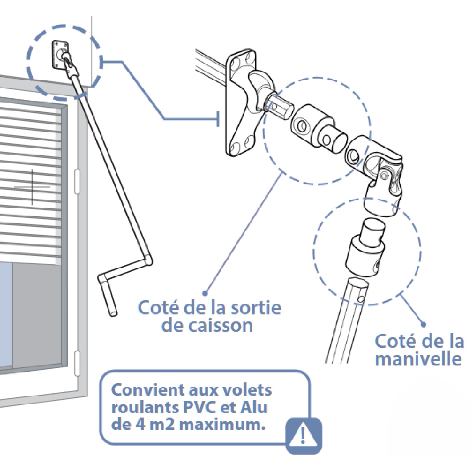 Cardan acier universel pour volet roulant