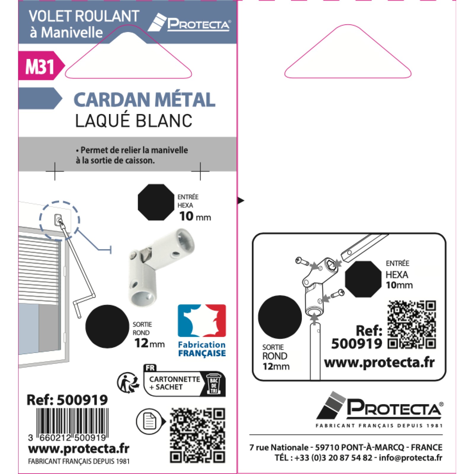 Cardan acier pour volet roulant