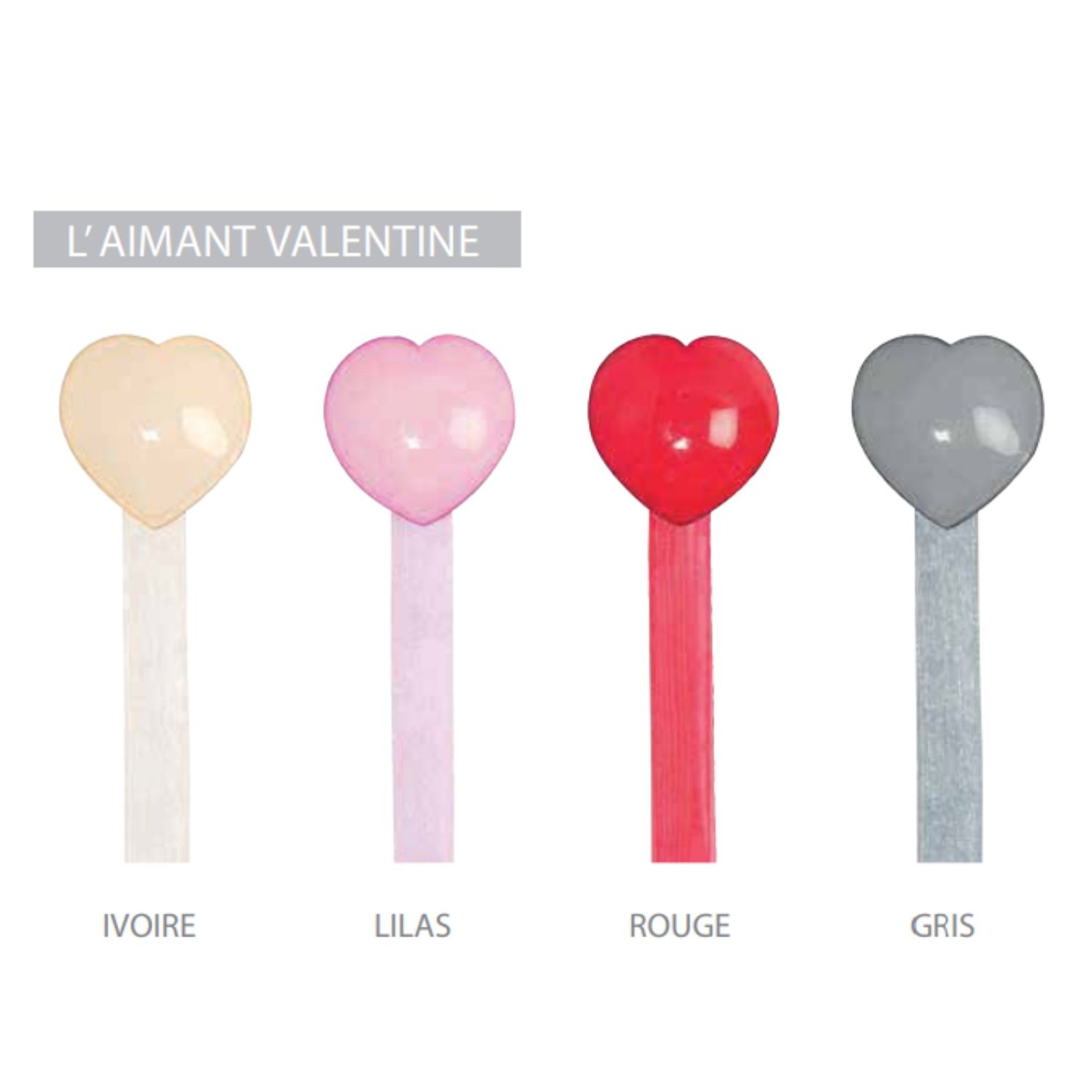4 coloris embrasse à rideaux aimantée Coeur Valentine - V. Créations