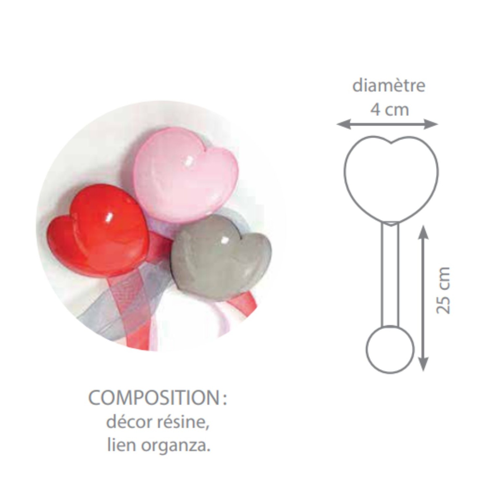 Dimensions embrasse à rideaux aimantée Coeur Valentine - V. Créations