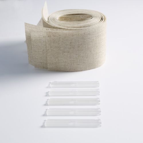 Contenu boite 5 lamelles verticales 89mm tamisantes chiné naturel sans chainette pour store californien