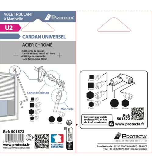 Encart cardan acier universel pour volet roulant