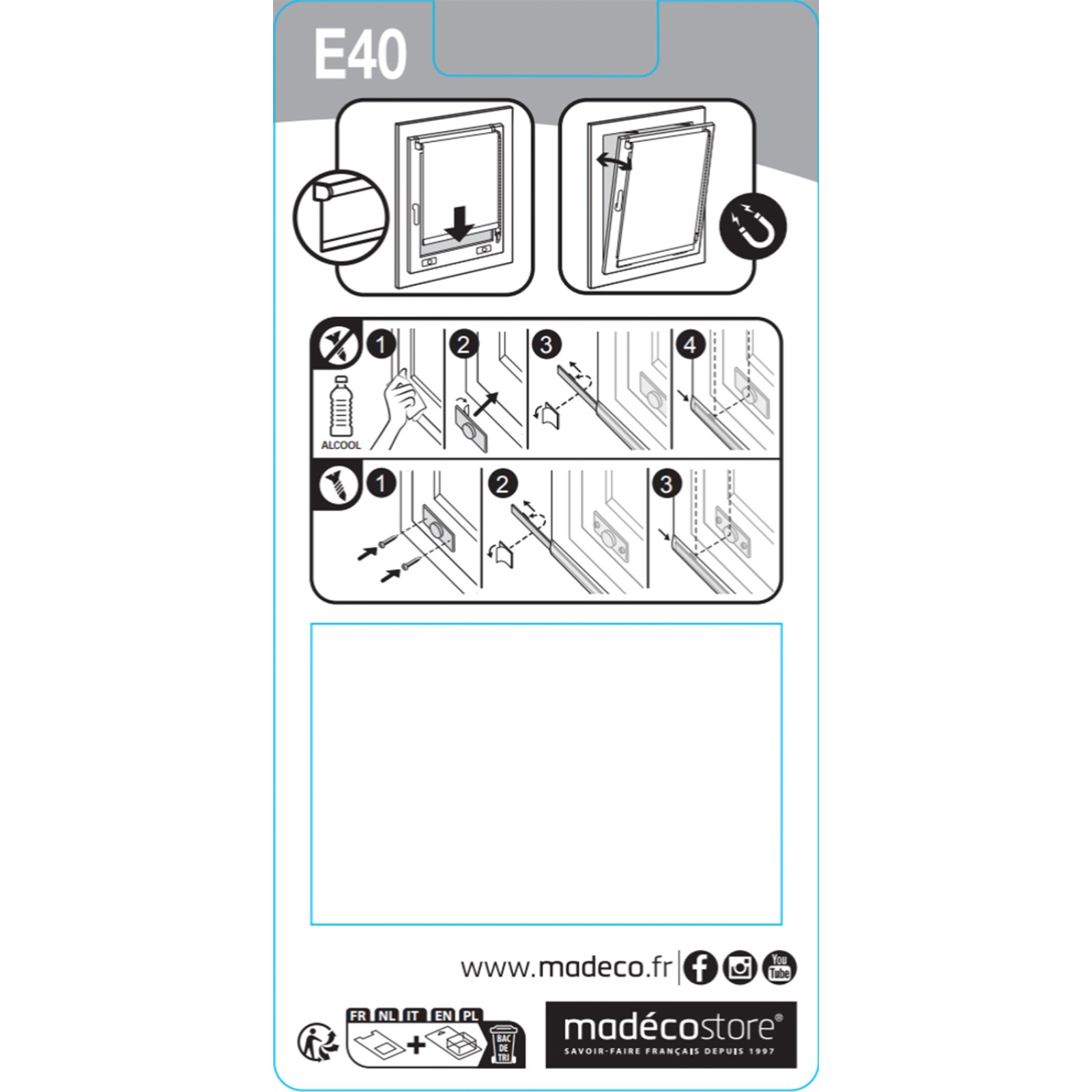 Lot de 2 aimants pour barre de lestage de store enrouleur