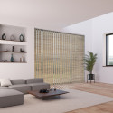 Ambiance avec lamelles verticales 89mm tamisantes paille naturelle sans chainette pour store californien