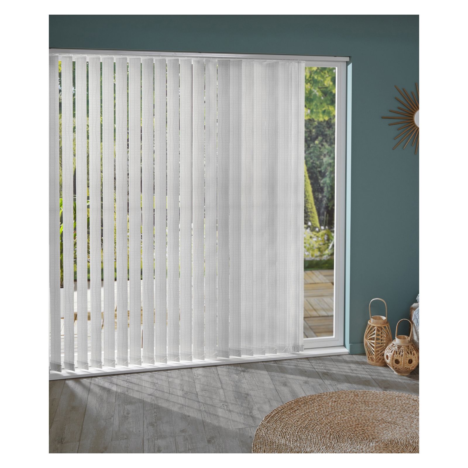 Store californien avec lamelles 89mm motif lézard blanc