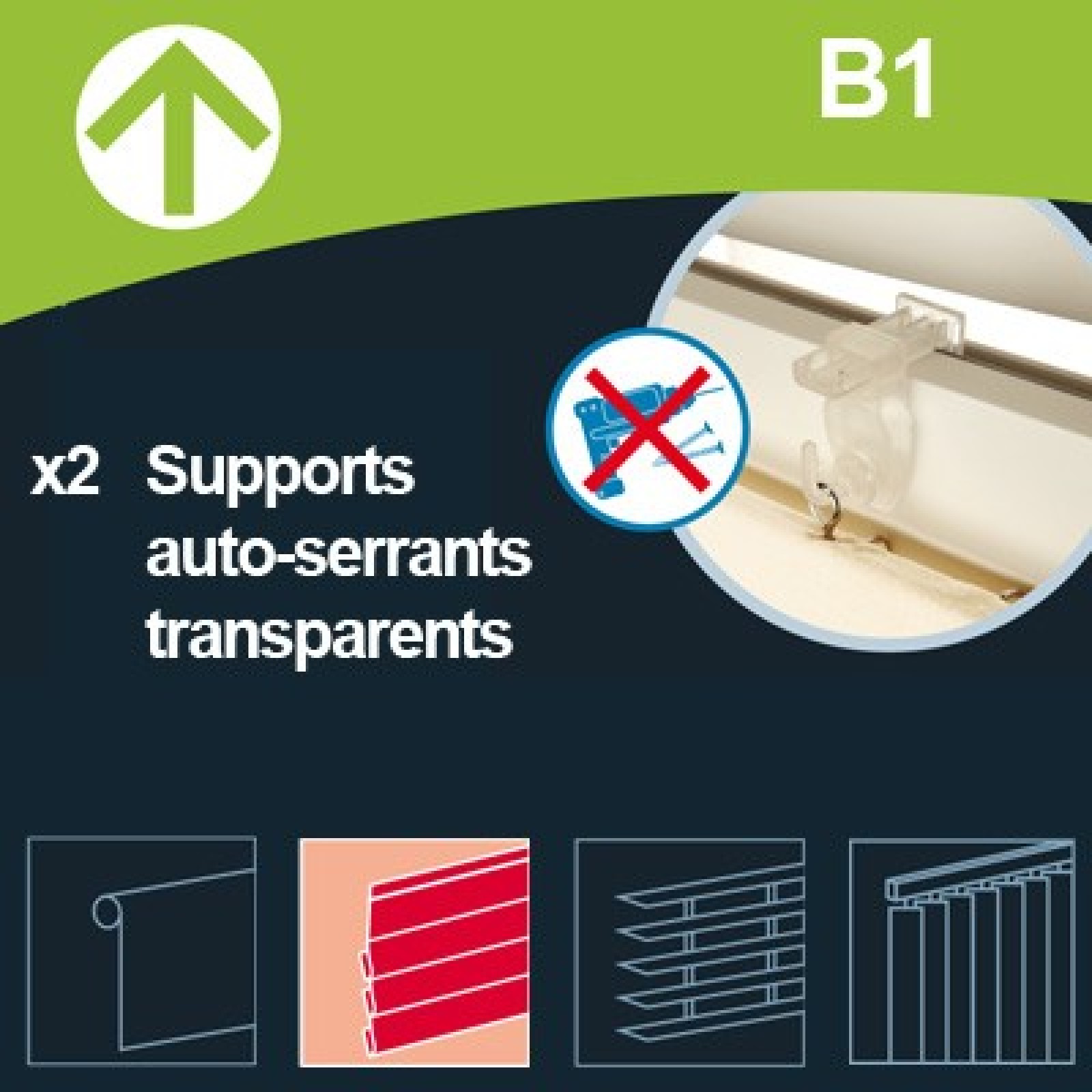 B1 : 2 Supp auto-serrants Bateau transparent